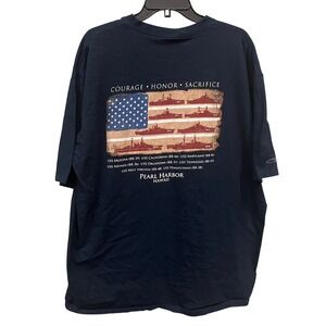 Crazy Shirts Pearl Harbor Hawaii Courage Honor T Shirt Mens XXL Navy Blue